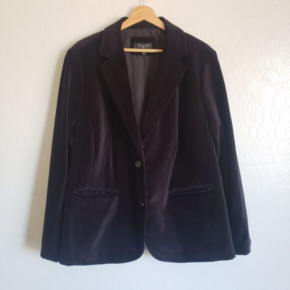 Talbots Black Velvet Blazer Jacket Size Women's 20W Plus Elegant Formal Event - Picture 1 of 9